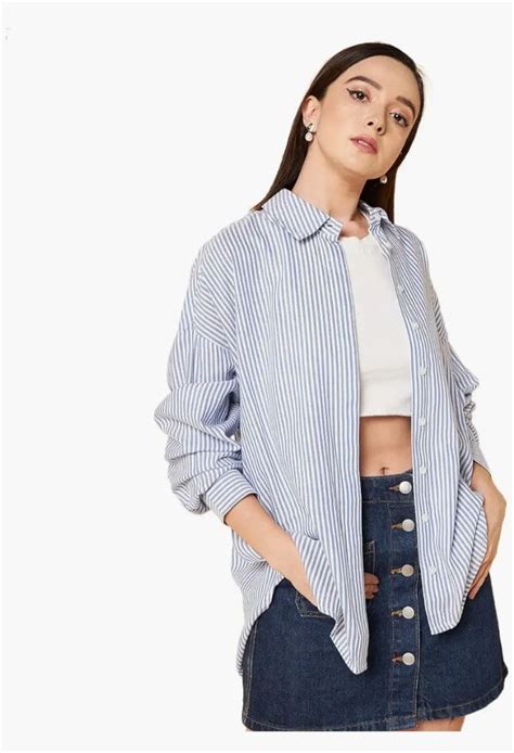 high star women oversized striped cotton casual shirt clothes women