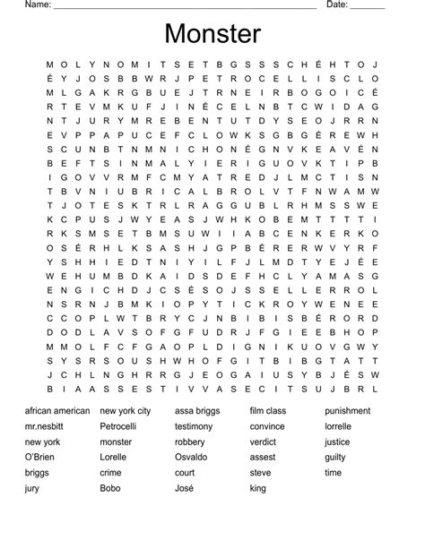 Monster Word Search Wordmint