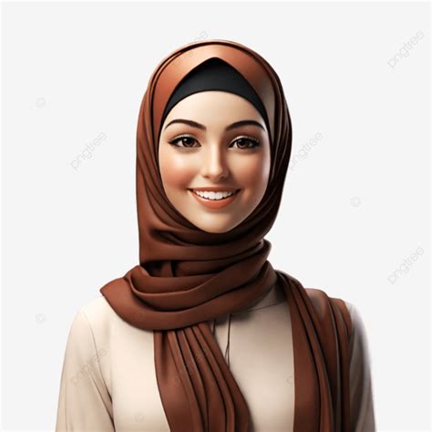 Una Hermosa Mujer Musulmana 3d Sonriendo Usando Hijab PNG Dibujos