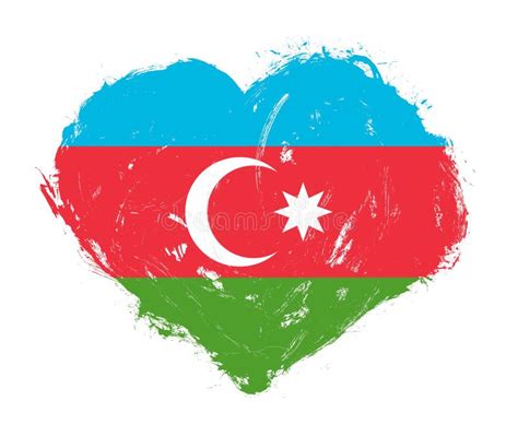 Azerbaijan Flag In Stroke Brush Heart Shape On White Background Stock