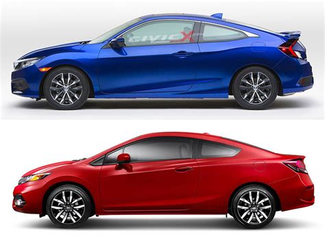 2016 Civic Coupe Vs Outgoing 9th Gen Coupe Comparison 2016 Honda