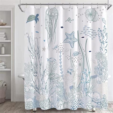 Nautical Coastal Shower Curtain Sets Starfish Seashell Coral Beach