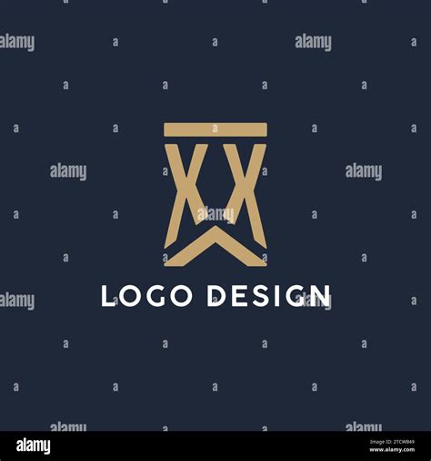 XX Initial Monogram Logo Design In A Rectangular Style With Curved Side