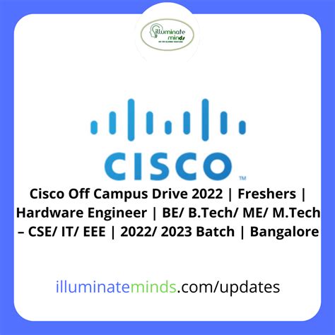 Cisco Off Campus Drive 2022 Freshers Hardware Engineer Be Btech Me Mtech Cse It