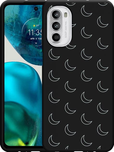 Motorola Moto G52 Hoesje Zwart Maanpatroon II Designed By Cazy Bol