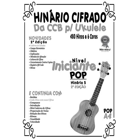 Hinário Cifrado da CCB p Ukulele Preto 21x30cm Nível Iniciante