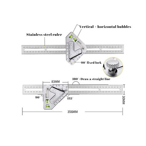 Multi Woodworking Triangle Angle Protractor Ruler Steel Speed Square