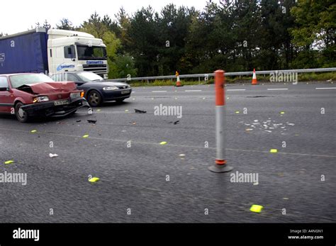 Scene Just After Crash On The M6 Motorway Before Emergency Services