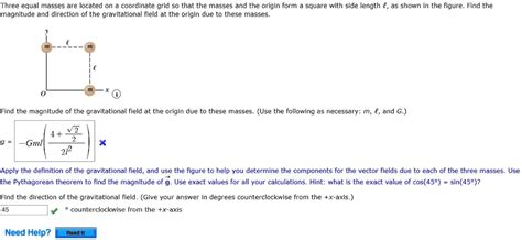 SOLVED Three Equal Masses Are Located On Coordinate Grid So That The