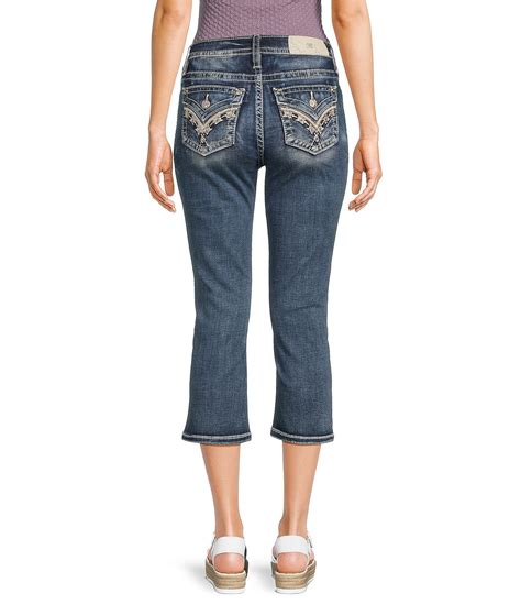 Miss Me Mid Rise Embroidered Back Flap Pocket Capri Jeans Dillards