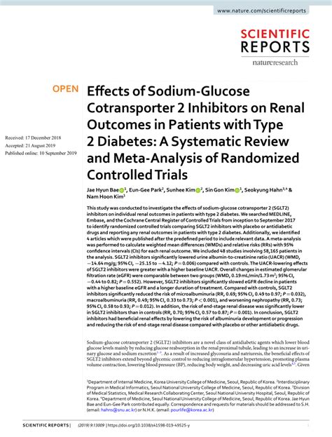 PDF Effects Of Sodium Glucose Cotransporter 2 Inhibitors On Renal