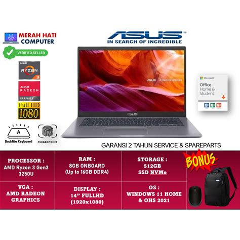 Jual Laptop Asus Vivobook M Dao Ryzen U Ram Gb Ssd Gb