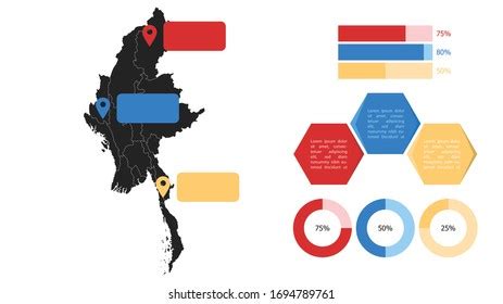 Infographic Map Myanmar Illustration Vector Presentation Stock Vector