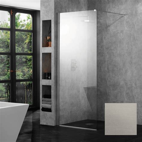 Aquadart Wetroom 10 Brushed Nickel Wetroom Profile And Clear Glass Panel