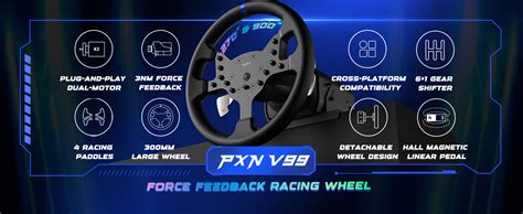 PXN V99 Gaming Steering Wheel Driving Force Feedback Steering Wheel