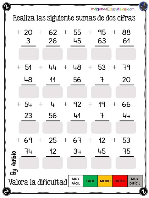 Sumas De N Meros Dos Cifras Imagenes Educativas