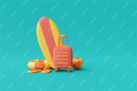 Premium Photo 3d Rendering Of Summer Vacation Concept With Suitcase