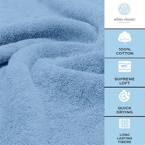 White Classic Luxury Bath Sheet Towels Extra Large 35x70 Inch 2 Pack Light Blue