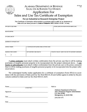 Fillable Online Revenue Alabama Application For Sales And Use Tax