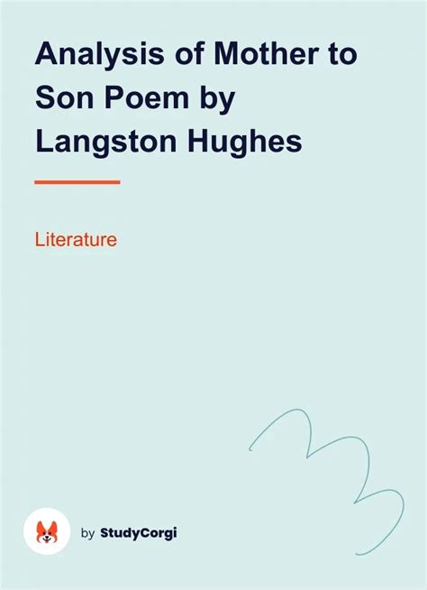 Analysis Of Mother To Son Poem By Langston Hughes Free Essay Example