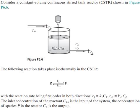 Solved Consider A Constant Volume Continuous Stirred Tank