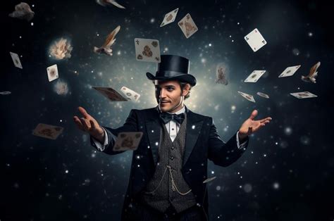 Premium Photo Portrait Of A Handsome Magician In A Black Suit Showing