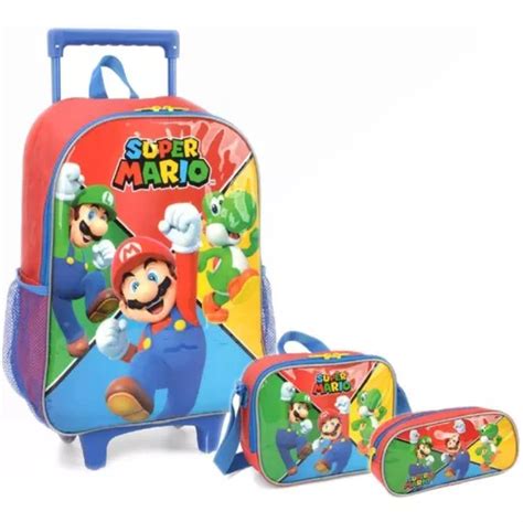 Kit Mochila Super Mario Estojo E Lancheira Rodas Escolar MercadoLivre