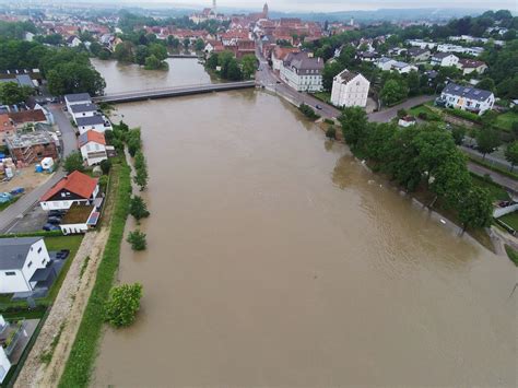 Das Hochwasser In Donauw Rth Aus Vogelperspektive Donauw Rth Donau