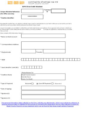 Fillable Online Sepa Direct Debit Mandate Xls Fax Email Print PdfFiller