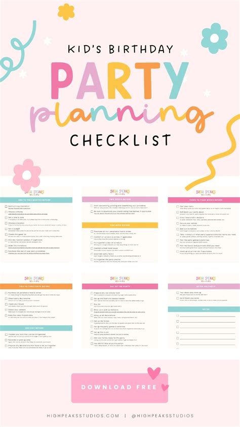 Kids Birthday Party Planning Checklist A Free Guide