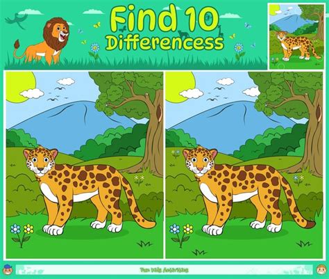 Trouvez 10 Jeux De Différences Pour Les Enfants Animaux Jaguar