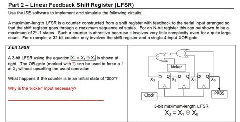 Part 2 Linear Feedback Shift Register LFSR Use Chegg