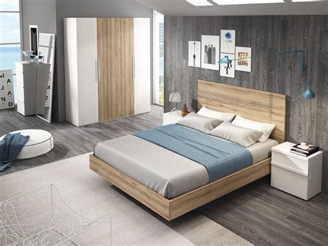 Mueble Dormitorio Cama Mesita Armario Madera Melamina Moderno Economico