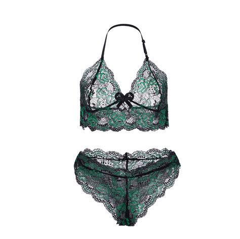Rinsvye Women Sheer Floral Lace Pajamas Lingerie Set High Waist