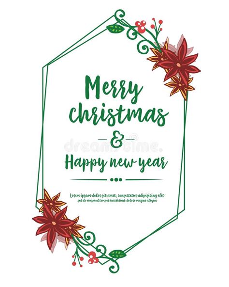 Calligraphy Text Of Merry Christmas And Happy New Year With Element Art Of Red Wreath Frame