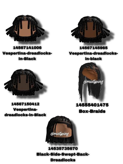 New Hair Codes Box Braids And More In Black Hair Roblox Stud