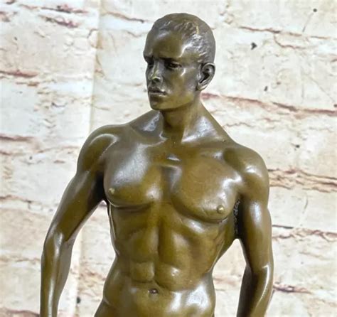 Gay Erotic Bronze Art Statue Homo Naked Man Figurine Nude Male