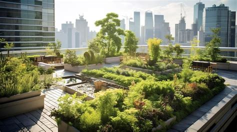 Premium Photo | A Photo of a Rooftop Garden on a High rise Building ...