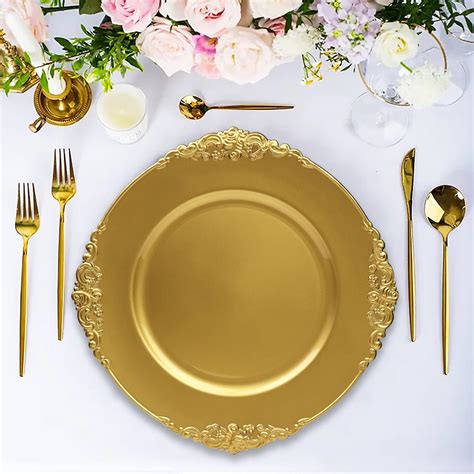 Leemxiiny Gold Charger Plates Elegant Plastic Set Of Chargers