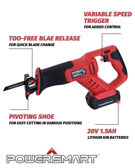 Powersmart Reciprocating Saw Cordless Variable Speed Battery Operated