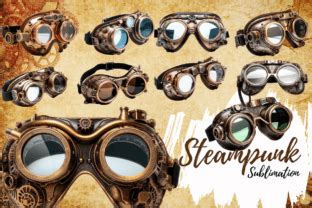 Steampunk Goggle Watercolor Clipart Graphic By SlinlaShop Creative