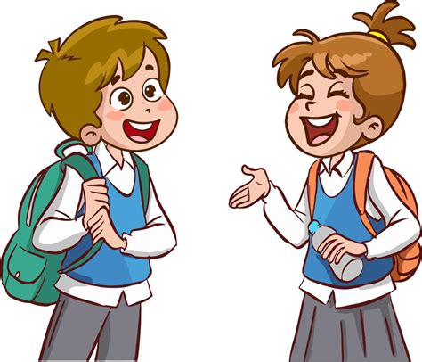 Students Talking To Each Other At School Cartoon Vector 21611932 Vector