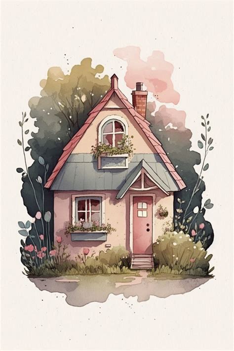 Watercolor Drawing of a House » Зумипик