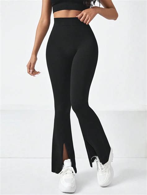 Split Hem Flare Leg Sports Leggings Shein Usa