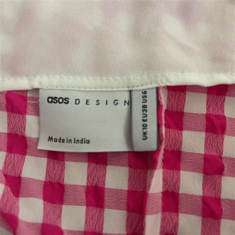 Asos Pink Textured Gingham Dress Never Worn Depop