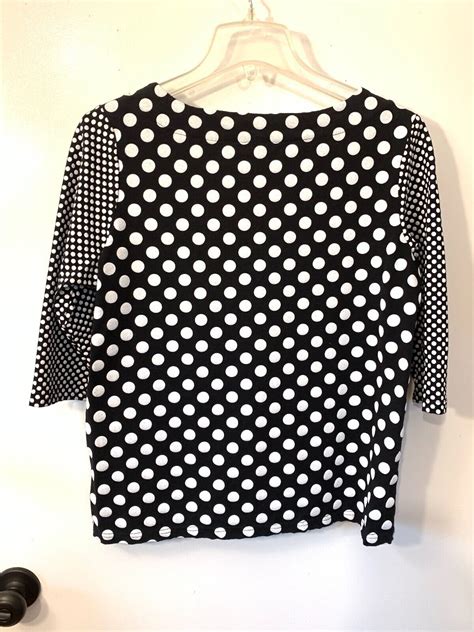 Thomas And Olivia Black And White Polka Dot Top Sz L Gem