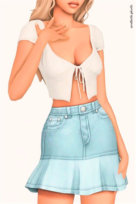 A Female Sim Wearing A Custom Content Mini Skirt In The Sims 4 In 2024 Sims 4 Sims 4 Clothing