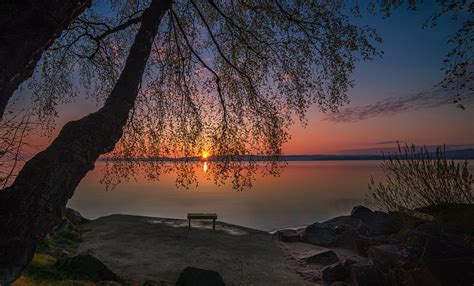 Wallpaper Sunlight Sunset Sea Night Lake Nature Reflection