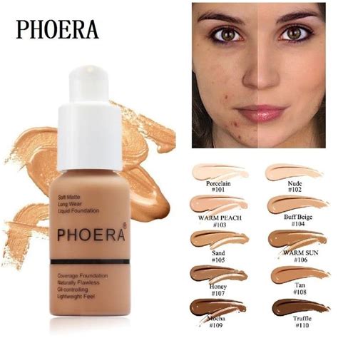 Phoera 10 Colors Liquid Full Cover Concealer Foundation Mineral Facial