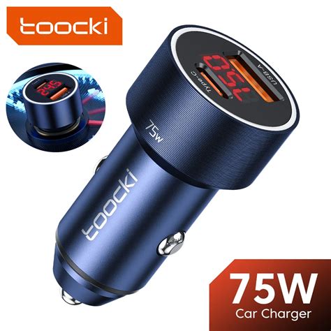 Toocki cargador USB para coche adaptador de carga rápida de 75W QC3 0